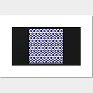 Black, Blue, White, Pattern Posters and Art